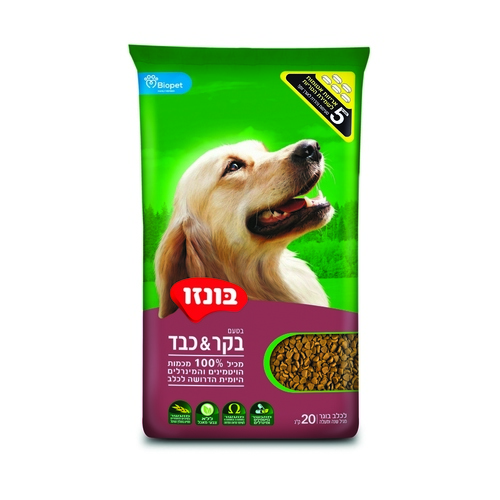 בונזו בקר וכבד 17 ק"ג - מזון יבש לבוגרים