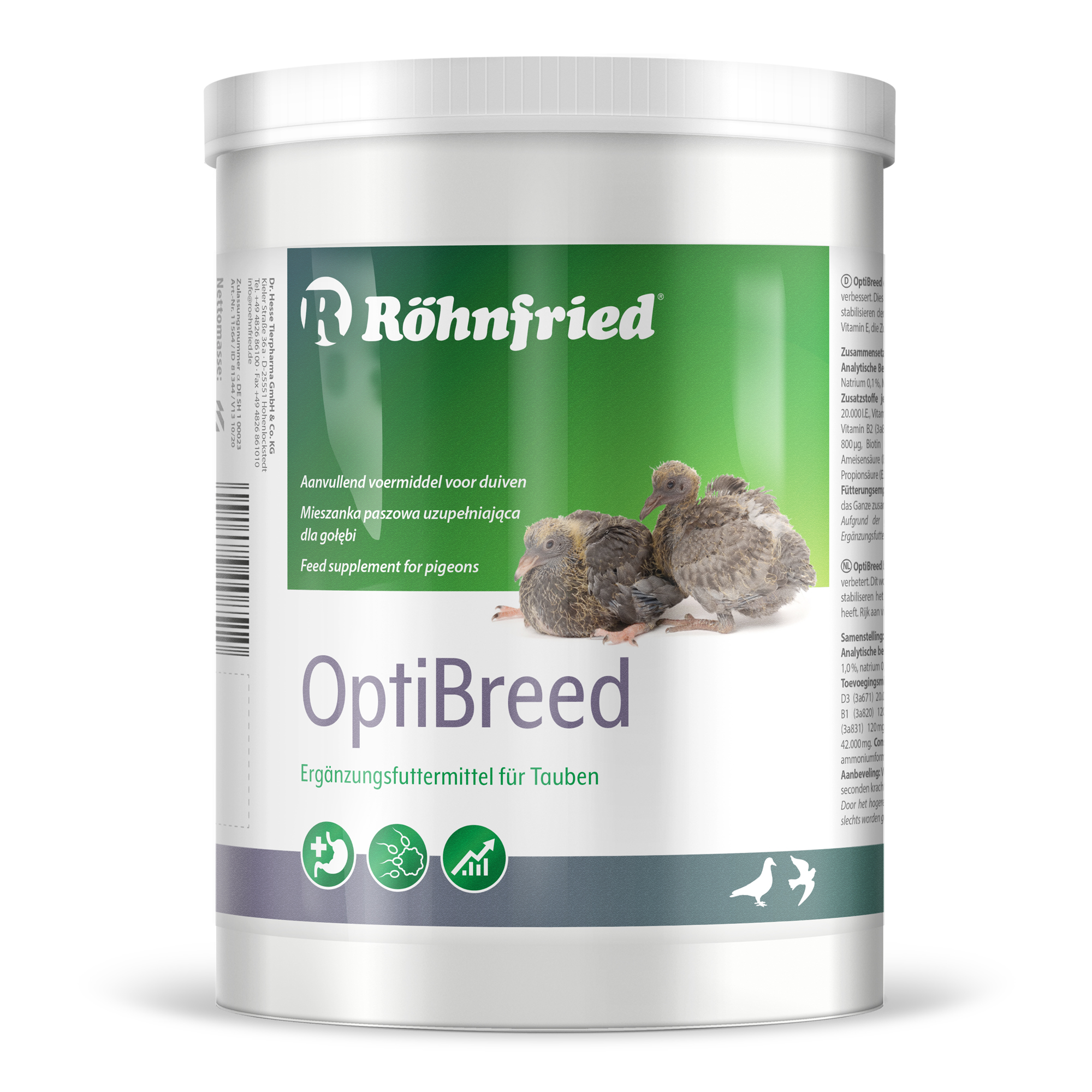 Rohnfried Optibreed (משפר את הצמיחה של יונים צעירות) ליונים וציפורים 1 ק"ג.