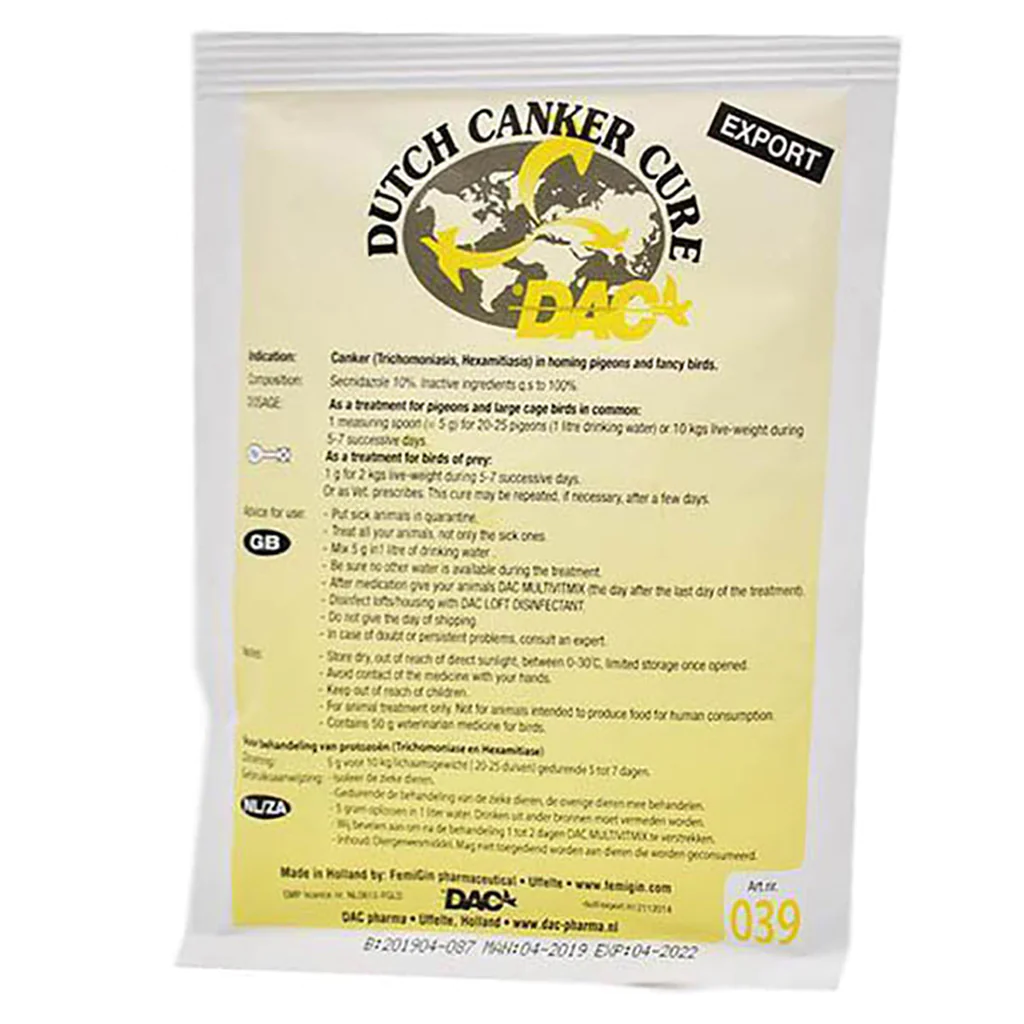 Dac Dutch Canker Cure 50 גרם Trichomoniasis Canker. מוצרי מירוץ יונים