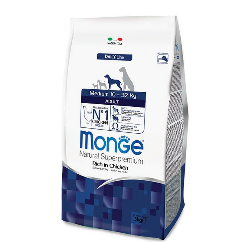 מונג’ מדיום עוף לכלב בוגר גזע בינוני 12 ק”ג MONGE