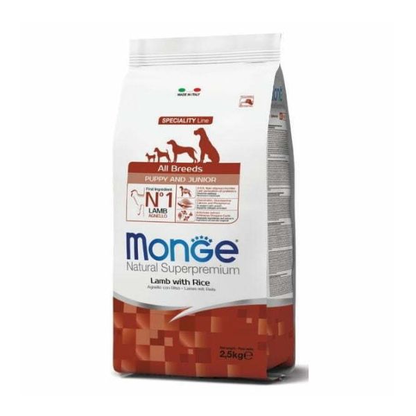מונג מזון יבש לגורים בטעם כבש ואורז 2.5 ק"ג - MONGE