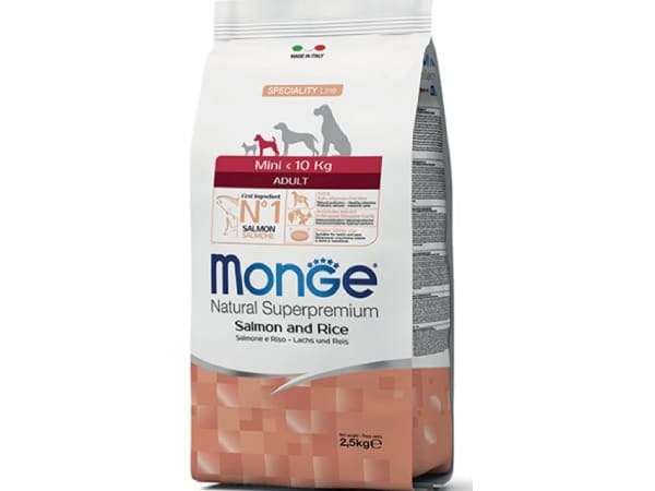 Monge Salmon and Rice מזון לכלבים מונג’ סלמון ואורז 2.5 ק"ג