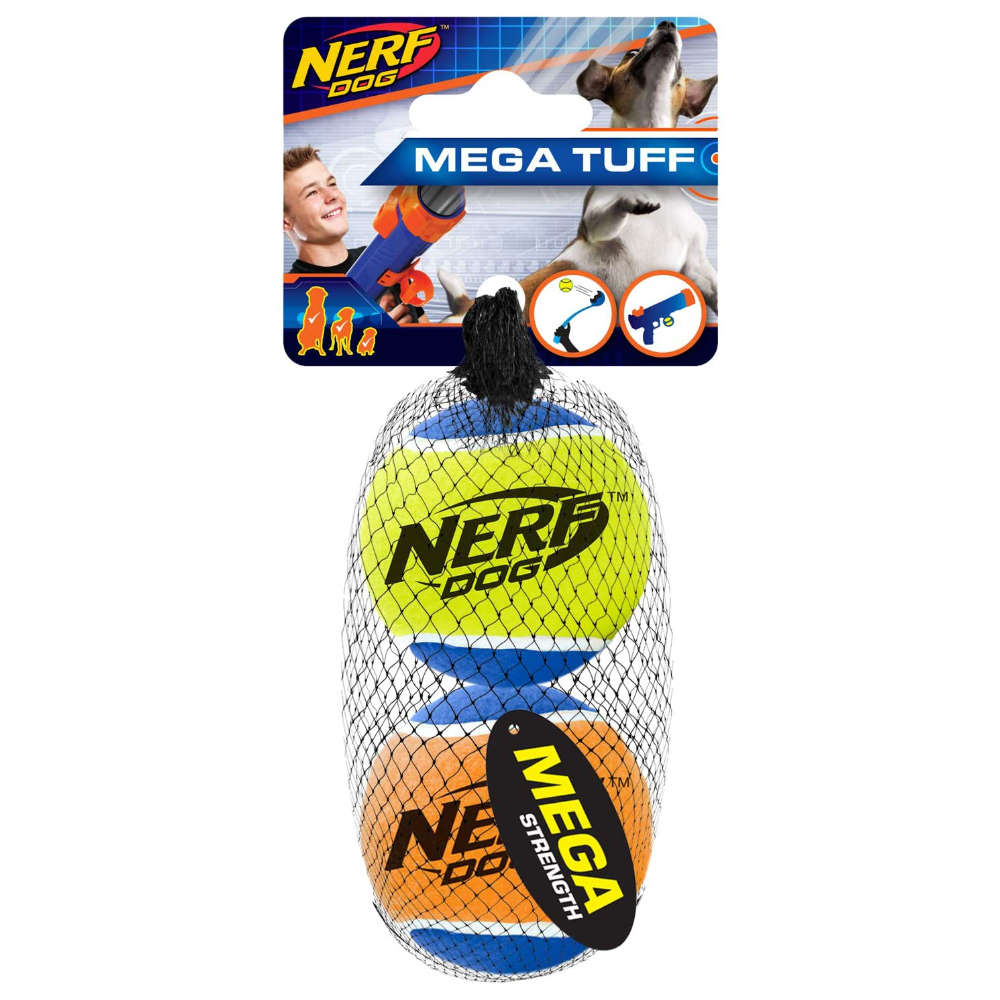 סט זוג כדורי טניס מגה כוח Nerf Dog Toy