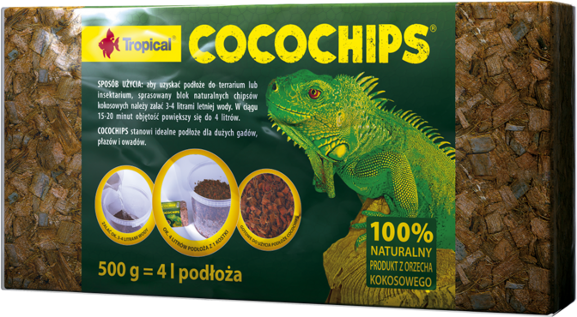 קוקוצ'יפס - מצע שבבי קוקוס, 4 ליטר Tropical cocochips