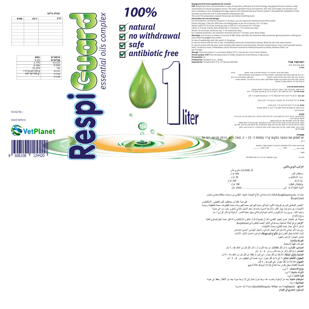 טיפול בבעיות נשימה Respiguard רספיגארד 1 ליטר – תמונה 2