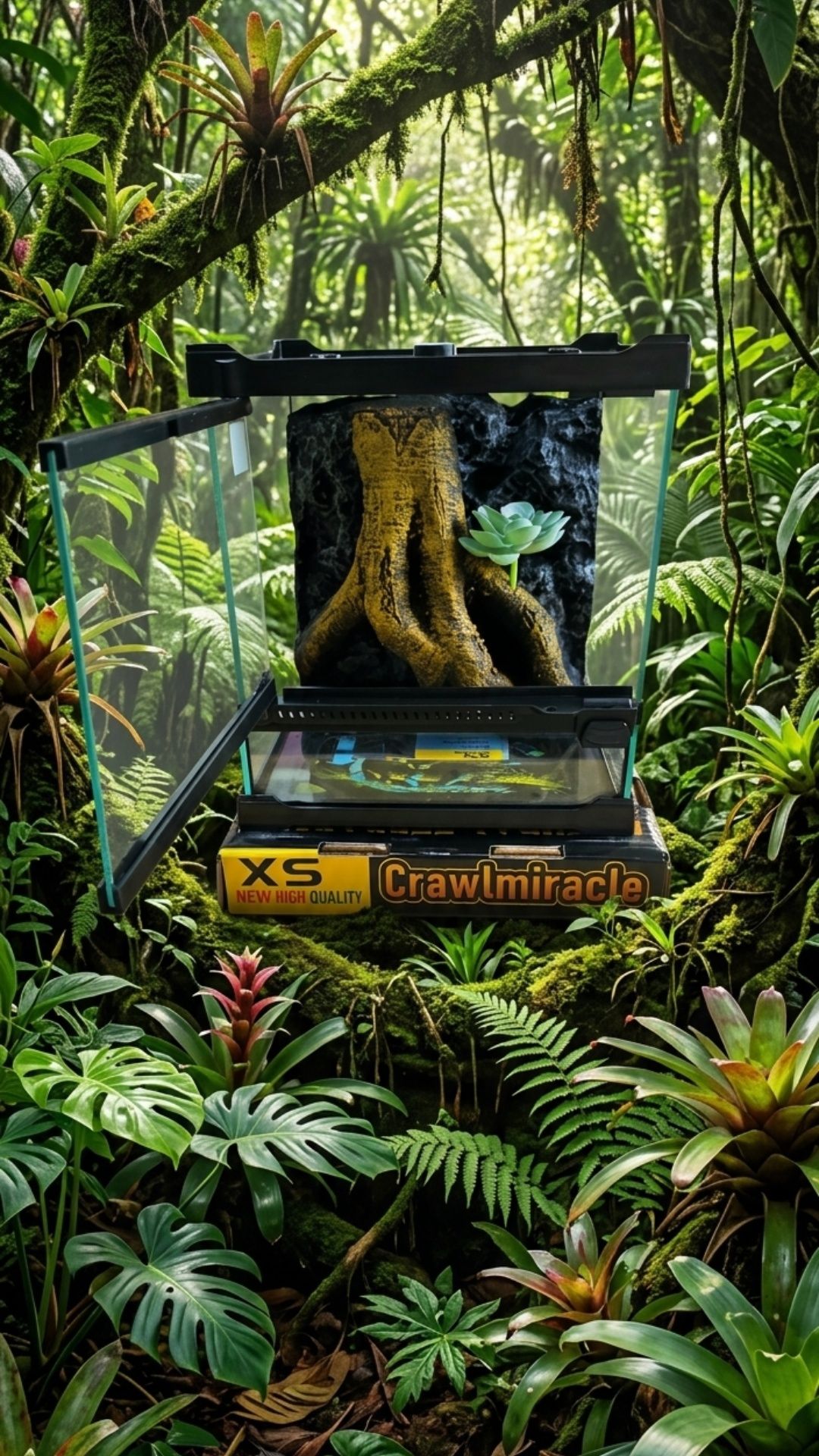טרריום "Compact Root & Cave" – דגם נאנו בעיצוב סלעי עם מסתור מובנה 20/20/22.5 – תמונה 2