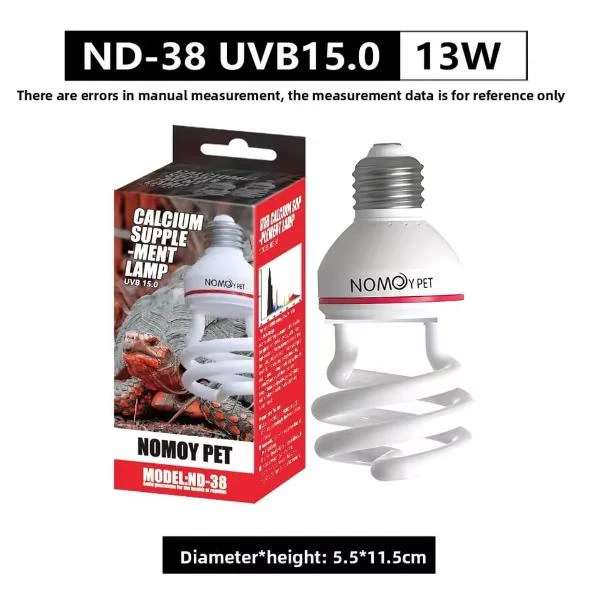 מנורה מדברית לזוחלים ודו חיים NOMOYPET ND-38 UVB 15.0 13W